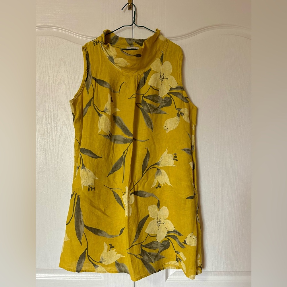 Floral Yellow Sleeveless Dress